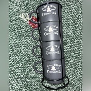 Holly & Joy Gray Stacking Mug Set